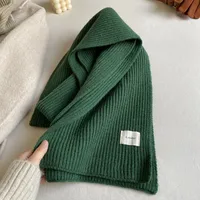 Solid Color Knitted Scarf Women's Autumn And Winter Korean Style Student Wool  Warm Thickened Scarf Couple Trendy Men Couple sku image 10