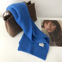 Solid Color Knitted Scarf Women's Autumn And Winter Korean Style Student Wool  Warm Thickened Scarf Couple Trendy Men Couple sku image 11