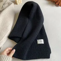 Solid Color Knitted Scarf Women's Autumn And Winter Korean Style Student Wool  Warm Thickened Scarf Couple Trendy Men Couple sku image 13