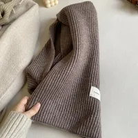 Solid Color Knitted Scarf Women's Autumn And Winter Korean Style Student Wool  Warm Thickened Scarf Couple Trendy Men Couple sku image 3