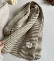 Solid Color Knitted Scarf Women's Autumn And Winter Korean Style Student Wool  Warm Thickened Scarf Couple Trendy Men Couple sku image 4