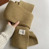 Solid Color Knitted Scarf Women's Autumn And Winter Korean Style Student Wool  Warm Thickened Scarf Couple Trendy Men Couple sku image 15