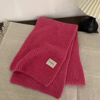 Solid Color Knitted Scarf Women's Autumn And Winter Korean Style Student Wool  Warm Thickened Scarf Couple Trendy Men Couple sku image 5