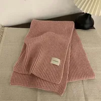 Solid Color Knitted Scarf Women's Autumn And Winter Korean Style Student Wool  Warm Thickened Scarf Couple Trendy Men Couple sku image 6