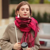 Deqing Siyue  Scarf New Autumn And Winter Thickened Warm Cashmere Scarf Plaid Printed Autumn And Winter Scarf For Women main image 1