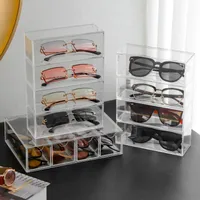 New Sunglasses Box Internet-famous Glasses Storage Box Acrylic Transparent 4-layer Display Rack Dust-proof Colored Contact Glasses main image 1