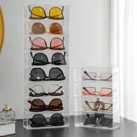 New Sunglasses Box Internet-famous Glasses Storage Box Acrylic Transparent 4-layer Display Rack Dust-proof Colored Contact Glasses main image 2