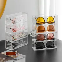 New Sunglasses Box Internet-famous Glasses Storage Box Acrylic Transparent 4-layer Display Rack Dust-proof Colored Contact Glasses main image 3