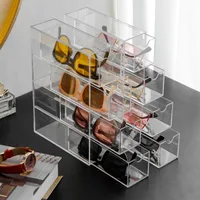 New Sunglasses Box Internet-famous Glasses Storage Box Acrylic Transparent 4-layer Display Rack Dust-proof Colored Contact Glasses main image 4
