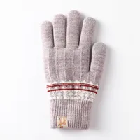 Direct  Knitted Gloves Women's Warm Winter Double Fleece Padded Wool Jacquard Student Touch Screen Gloves main image 4