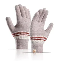 Direct  Knitted Gloves Women's Warm Winter Double Fleece Padded Wool Jacquard Student Touch Screen Gloves sku image 5