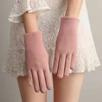 Beautiful Symbol   Classic Women's Non-inverted Velvet Four-button Velvet-lined Thickened Cycling Touch Screen Warm Gloves main image 1