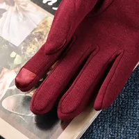 Beautiful Symbol   Classic Women's Non-inverted Velvet Four-button Velvet-lined Thickened Cycling Touch Screen Warm Gloves main image 4