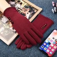 Beautiful Symbol   Classic Women's Non-inverted Velvet Four-button Velvet-lined Thickened Cycling Touch Screen Warm Gloves sku image 2