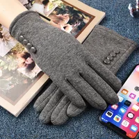 Beautiful Symbol   Classic Women's Non-inverted Velvet Four-button Velvet-lined Thickened Cycling Touch Screen Warm Gloves sku image 1