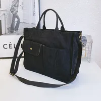 Japanese Style Original Design Commuter Thickened Corduroy Art College Student Handbag Computer Bag Shoulder Crossbody Bag main image 5