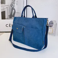 Japanese Style Original Design Commuter Thickened Corduroy Art College Student Handbag Computer Bag Shoulder Crossbody Bag main image 4