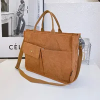 Japanese Style Original Design Commuter Thickened Corduroy Art College Student Handbag Computer Bag Shoulder Crossbody Bag main image 2