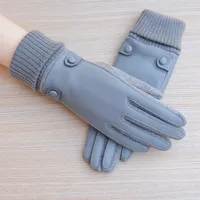 Direct Autumn And Winter Velvet Warm Touch Screen Gloves Women's Cotton Outdoor Cycling Leather V Velvet Fashion Korean Version main image 1