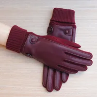 Direct Autumn And Winter Velvet Warm Touch Screen Gloves Women's Cotton Outdoor Cycling Leather V Velvet Fashion Korean Version main image 2