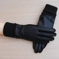 Direct Autumn And Winter Velvet Warm Touch Screen Gloves Women's Cotton Outdoor Cycling Leather V Velvet Fashion Korean Version main image 3