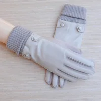 Direct Autumn And Winter Velvet Warm Touch Screen Gloves Women's Cotton Outdoor Cycling Leather V Velvet Fashion Korean Version main image 4