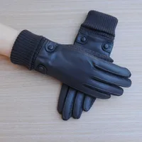 Direct Autumn And Winter Velvet Warm Touch Screen Gloves Women's Cotton Outdoor Cycling Leather V Velvet Fashion Korean Version sku image 1