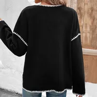 Casual Oversized Fleece Lined Open Cardigan Women's Autumn Winter Coat Color Block Trim  Style Long Sleeve main image 2