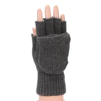 Flip Half Finger Gloves Embroidered Winter Cold-proof Warm Fleece-lined Thickened Warm Wool Knitted Jacquard Gloves For Couple main image 3