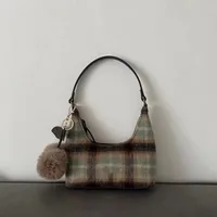 Wool Plaid Retro Niche Underarm Bag For Women  New Autumn And Winter Cherry High-grade Portable Shoulder Bag main image 4