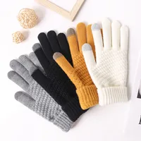 New Knitted Touch Screen Gloves Women's Korean Style Winter Stall Velvet Thickened Cold-proof Fawn Wool Warm Gloves main image 2