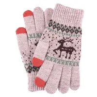 New Knitted Touch Screen Gloves Women's Korean Style Winter Stall Velvet Thickened Cold-proof Fawn Wool Warm Gloves sku image 7