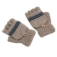 Korean Version Of The New Trend Men's Children's Striped Half Finger Flip Gloves Winter Travel Warm  Wholesale main image 5
