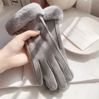 Gloves Women's Winter Velvet Thickened Warm  Cute Touch Screen De Velvet Fall/Winter Electric Car Cold-proof Riding Gloves main image 3