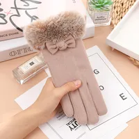 Wholesale And Retail German Velvet Gloves Korean Version Of Wool Mouth Thickened Warm Gloves Outdoor Riding Ladies Plus Velvet Gloves Wool Mouth main image 1