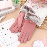 Wholesale And Retail German Velvet Gloves Korean Version Of Wool Mouth Thickened Warm Gloves Outdoor Riding Ladies Plus Velvet Gloves Wool Mouth sku image 7
