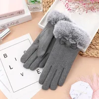 Wholesale And Retail German Velvet Gloves Korean Version Of Wool Mouth Thickened Warm Gloves Outdoor Riding Ladies Plus Velvet Gloves Wool Mouth sku image 8
