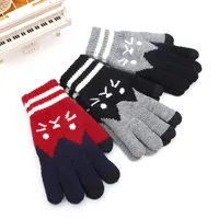New Winter Cold Plus Velvet KT Cat Jacquard Ladies Finger Knitted Warm Autumn And Winter Touch Screen Gloves Wholesale main image 1