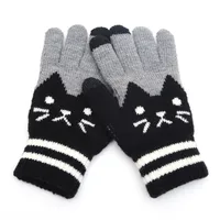 New Winter Cold Plus Velvet KT Cat Jacquard Ladies Finger Knitted Warm Autumn And Winter Touch Screen Gloves Wholesale main image 4