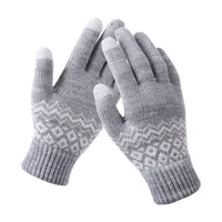 New Winter Cold Plus Velvet KT Cat Jacquard Ladies Finger Knitted Warm Autumn And Winter Touch Screen Gloves Wholesale main image 5