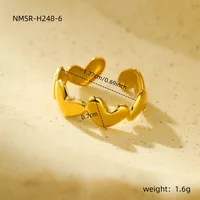 Classic Style Heart Shape 304 Stainless Steel Women's Adjustable Ring Charm Rings Open Rings sku image 2