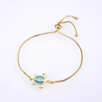 Copper 18K Gold Plated Polishing Plating Inlay Tortoise Opal Zircon Charms Bracelets sku image 17