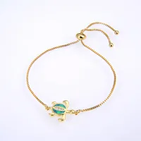 Copper 18K Gold Plated Polishing Plating Inlay Tortoise Opal Zircon Charms Bracelets sku image 20