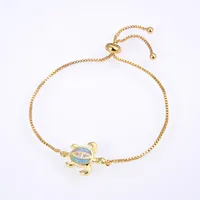 Copper 18K Gold Plated Polishing Plating Inlay Tortoise Opal Zircon Charms Bracelets sku image 19