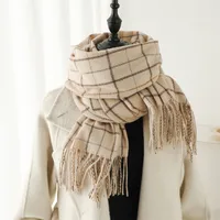 Women's Casual Style Business Basic Plaid Imitation Cashmere Polyester Scarf sku image 2
