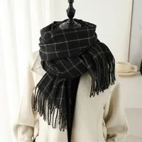 Women's Casual Style Business Basic Plaid Imitation Cashmere Polyester Scarf sku image 6
