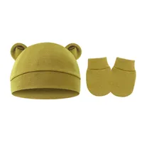 Baby Pullover Cap  Ears Baby Hat Newborn Tire Cap Anti-scratch Gloves 2-piece Set main image 2