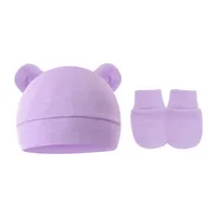 Baby Pullover Cap  Ears Baby Hat Newborn Tire Cap Anti-scratch Gloves 2-piece Set main image 3