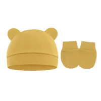 Baby Pullover Cap  Ears Baby Hat Newborn Tire Cap Anti-scratch Gloves 2-piece Set main image 4