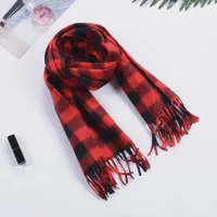 Autumn And Winter Children's Double-sided Plaid Scarf Men's Adult Scarf Hanging Beard Annual Gift Red Scarf Wholesale main image 1